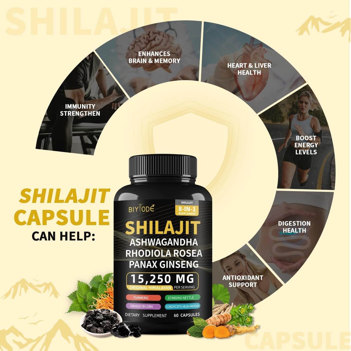 Shilajit 100% Puro 60 Capsulas💎EL ORIGINAL💎 Fuente de Energía Vital del Himalaya