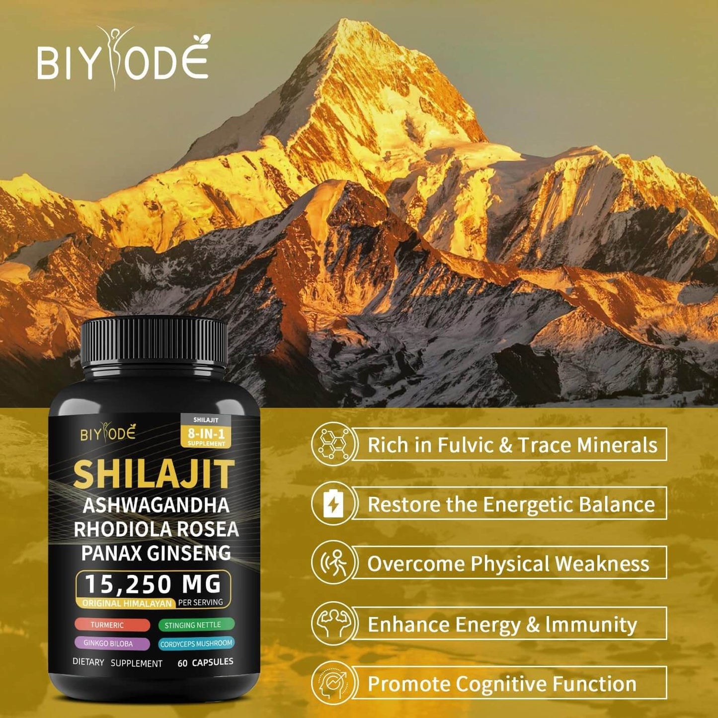 Shilajit 100% Puro 60 Capsulas💎EL ORIGINAL💎 Fuente de Energía Vital del Himalaya